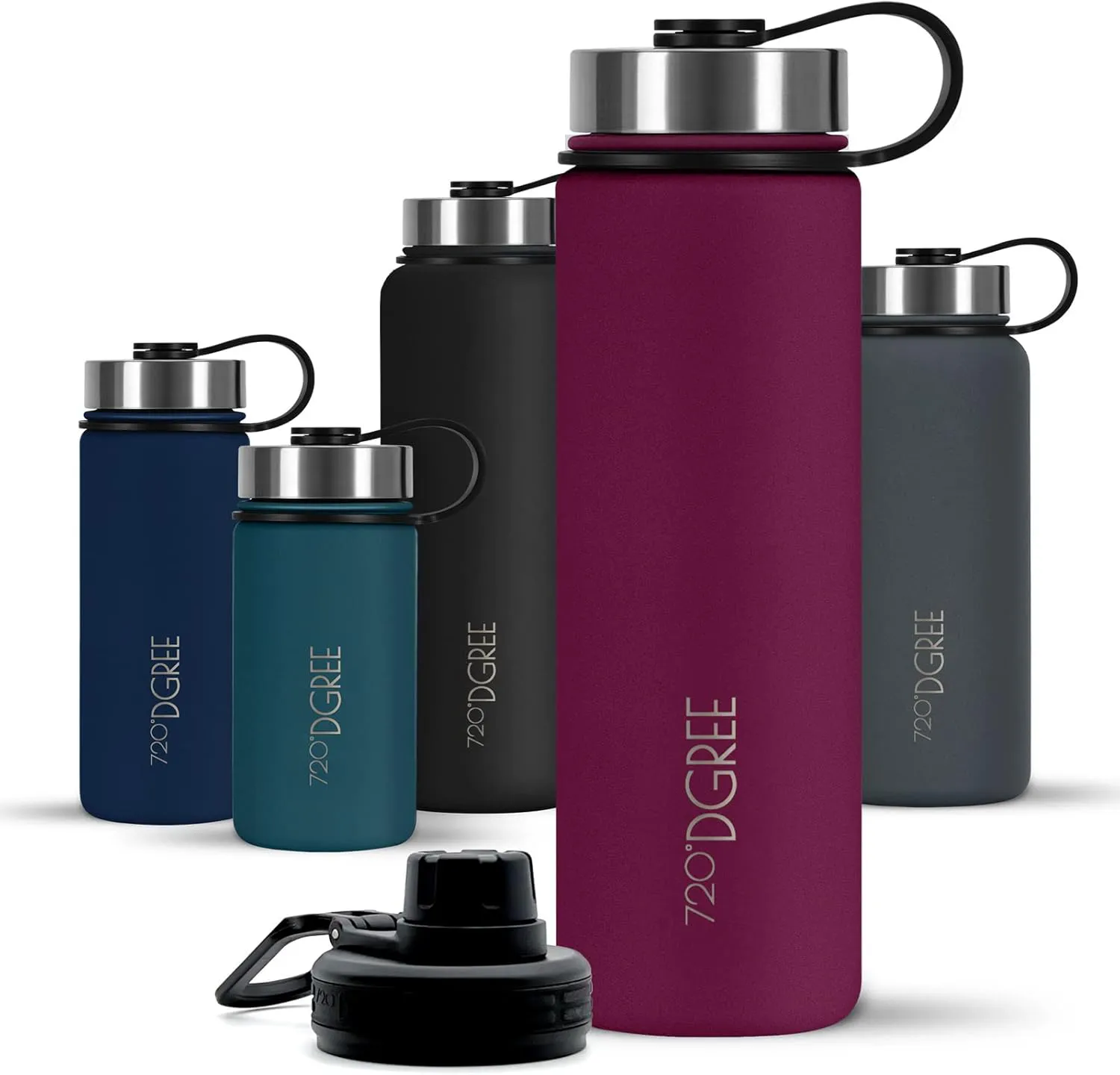 Bild von 720DGREE Edelstahl Trinkflasche 950 ml noLimit auslaufsicher und kohlensäuregeeignet mit gratis Sportdeckel