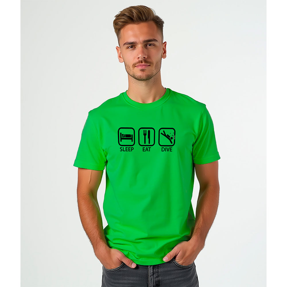 Bild von Kruskis Sleep Eat And Dive Short Sleeve T-shirt Grün XL Mann