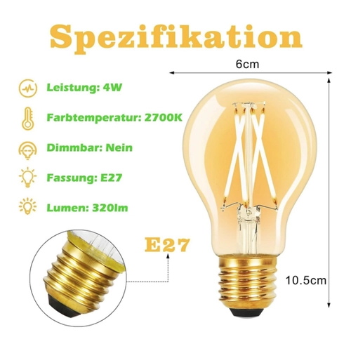 Bild von Die Nettlife LED-Leuchtmittel E27 Vintage A60 – Eine nachhaltige Lichtquelle für jeden Raum