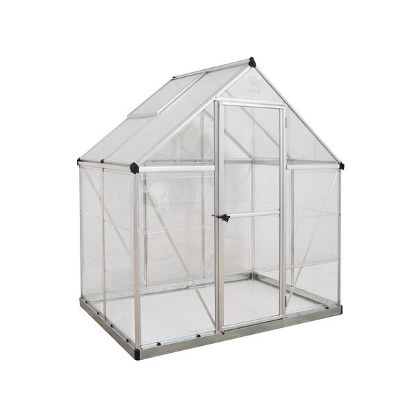 Bild von Canopia by Palram Gewächshaus klein Hybrid 6x4 Treibhaus 185x126 cm Aluminium Silber Tomatenhaus Polycarbonatplatten UV-beständig