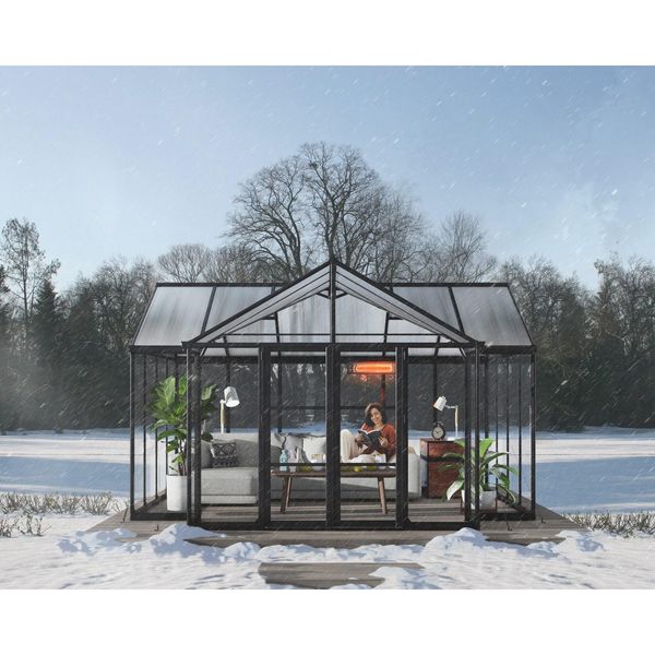 Bild von Canopia by Palram Gewächshaus Gross Triomphe 17m² Treibhaus 450x380 cm Aluminium schwarz Tomatenhaus Polycarbonatplatten UV-beständig