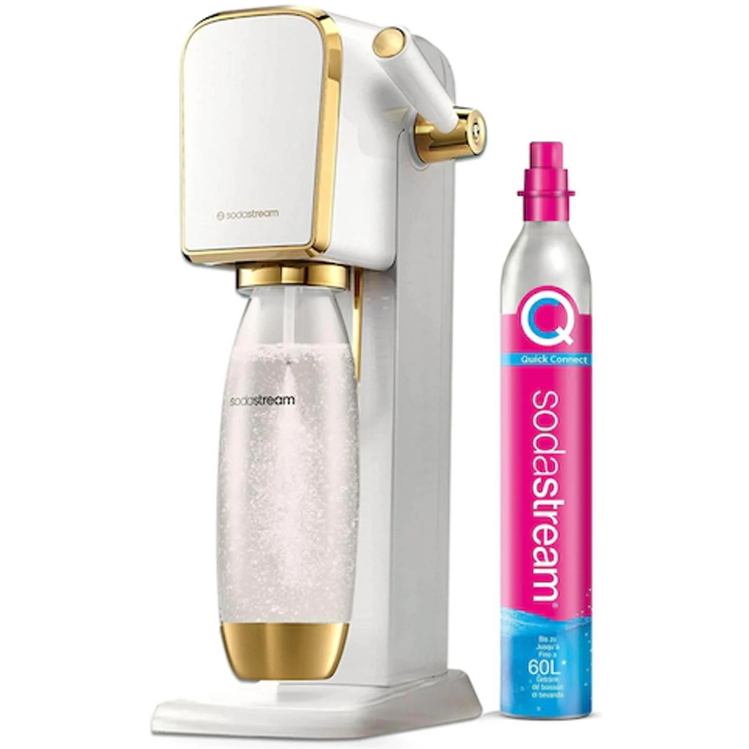 Bild von SodaStream Art Wassersprudler mit CO2-Zylinder und 1L PET Flasche weiß/gold