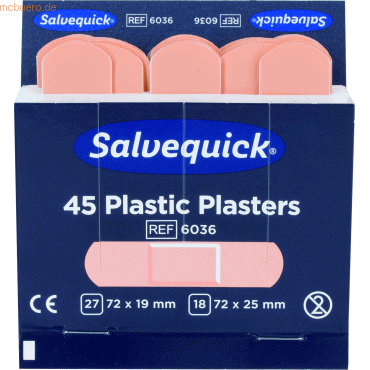 Bild von Salvequick® Erste-Hilfe-Set Pflaster-Strips Salvequick wasserfest Refill 6036 VE=45 Stück.