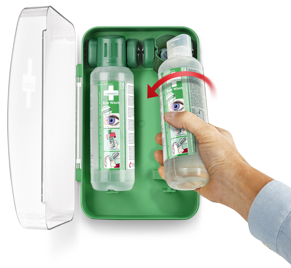 Bild von Cederroth Erste-Hilfe-Set, Wandhalterung für Eye-Wash-Cabinet, 2 x 500 ml
