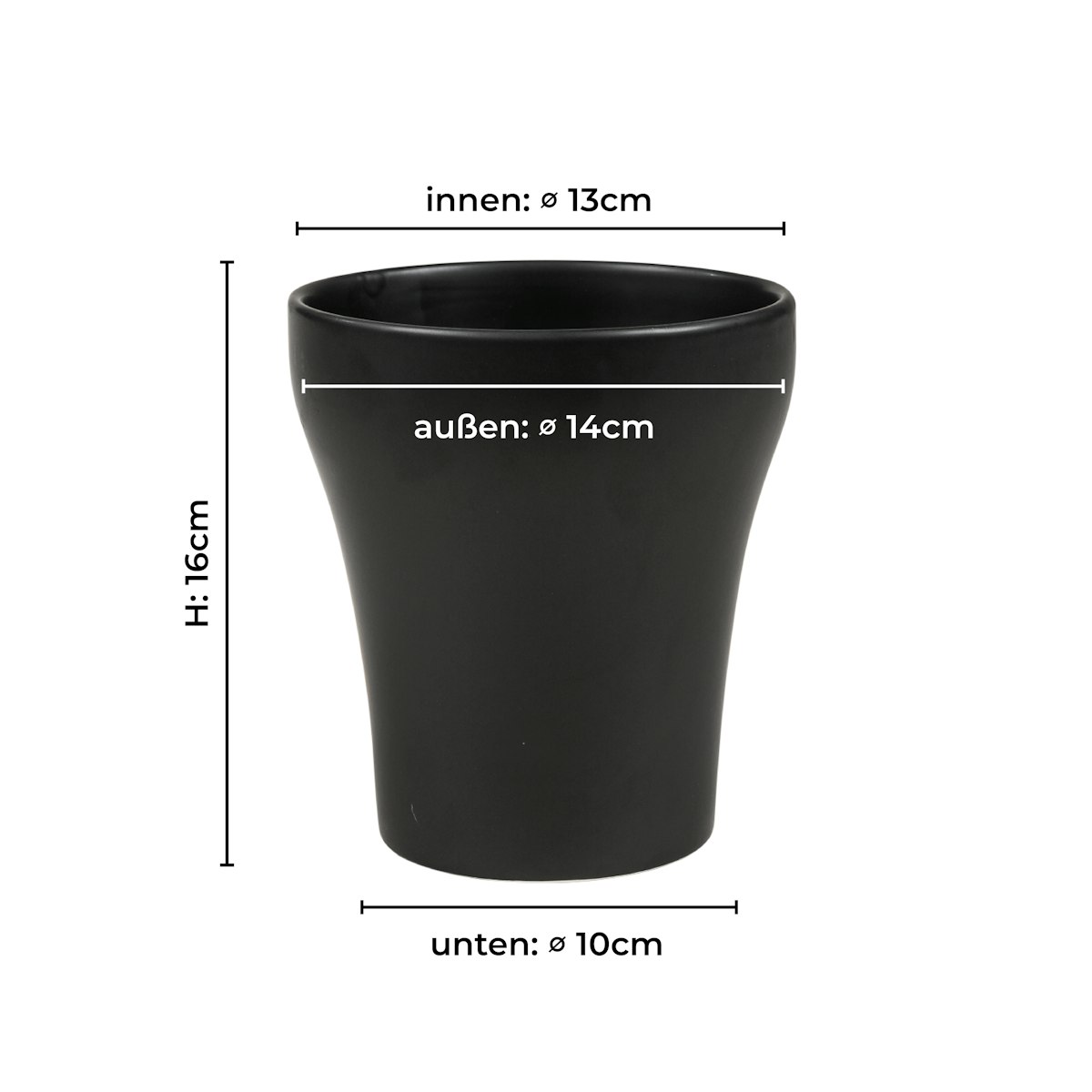 Bild von Wikholm form Design Pflanzgefäß / Blumentopf Keramik schwarz ⌀ 14 x H 16 cm