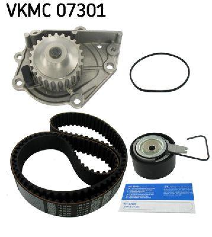 Bild von SKF VKMC 07301 Wasserpumpe + Zahnriemensatz Wasserpumpe + Zahnriemenkit mit Dichtungen 145 mit abgerundetem Zahnprofil Stahlblech