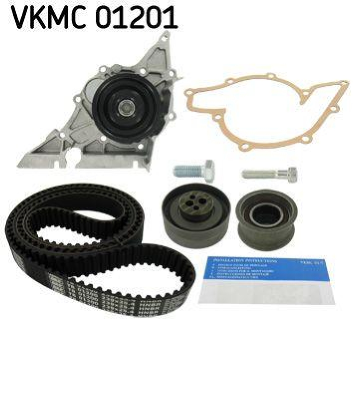Bild von SKF VKMC 01201 Wasserpumpe + Zahnriemensatz Wasserpumpe + Zahnriemenkit mit Dichtungen 239 mit abgerundetem Zahnprofil Kunststoff AUDI: 80 B4 Saloon