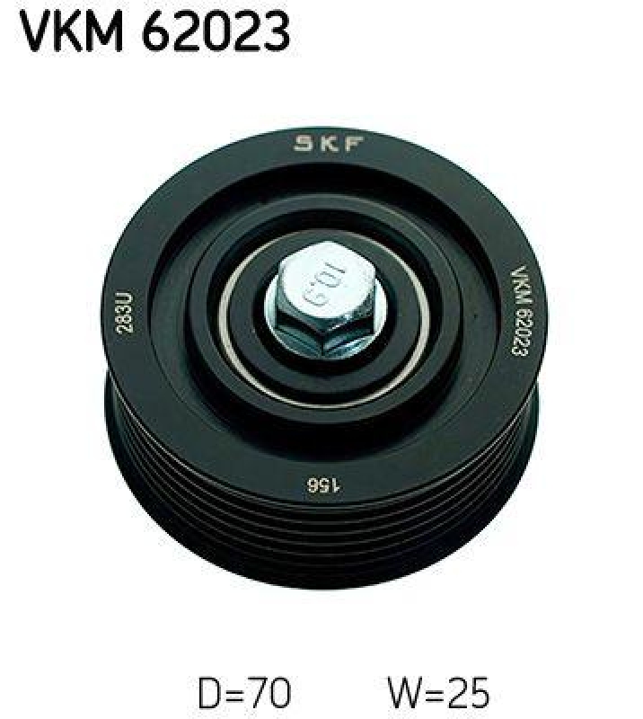 Bild von SKF Umlenk-/Führungsrolle, Keilrippenriemen Ø70mm 70mm für NISSAN 11925-BC20A 11925-BC20B VKM 62023