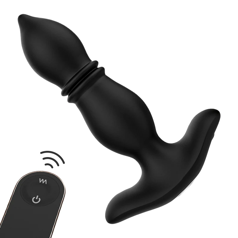 Bild von 2 IN 1 Prostata Analplug 9 Stoßmodi 9 Vibrationsmodi 14,5cm Schwarz