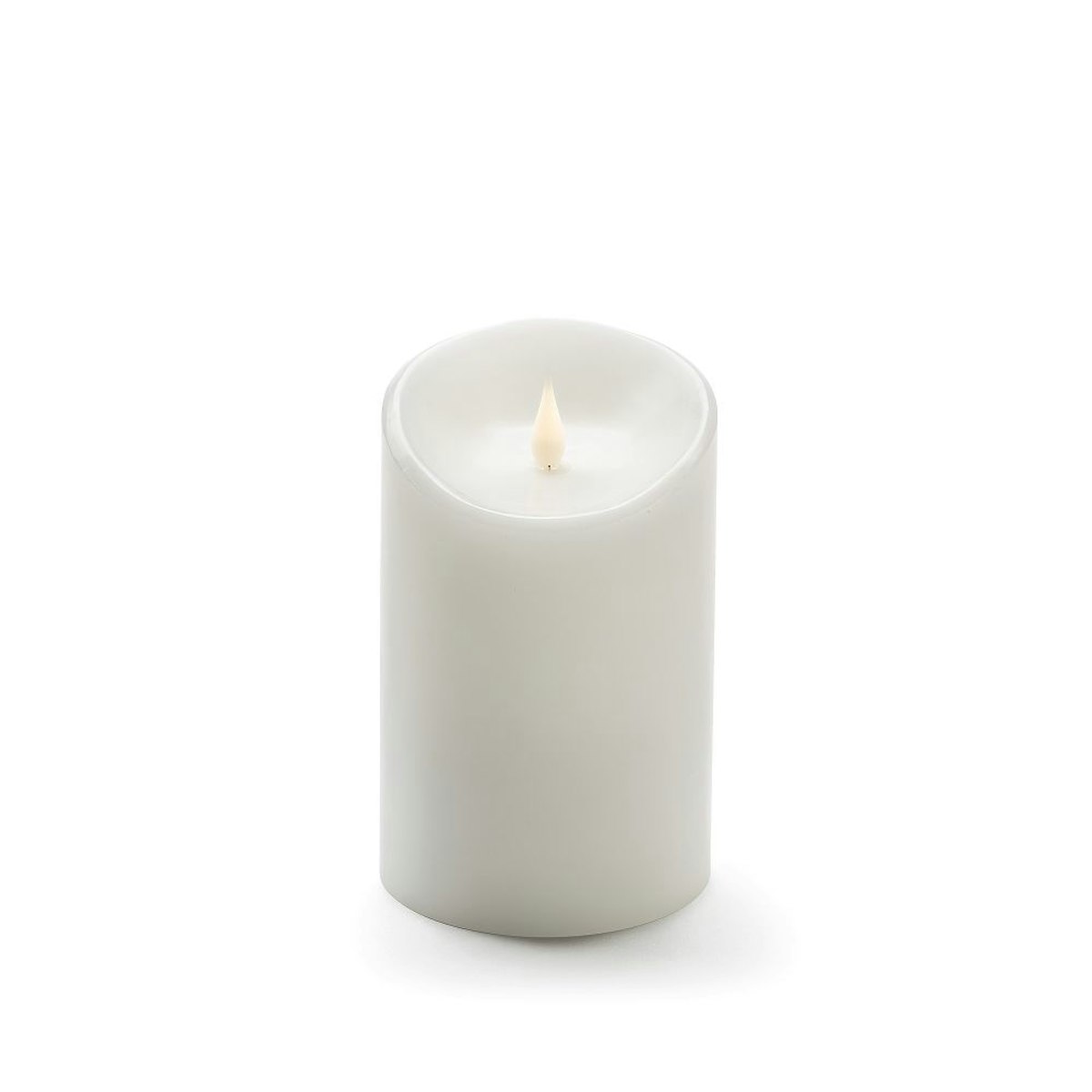 Bild von Konstsmide 1841-100, LED Echtwachskerze mit 3D Flamme , weiß / für Innen (IP20) / warm weiße Dioden / 4/8h Timer / Batteriebetrieben: 2xC 1.5V (exkl.), Silber, 16 cm