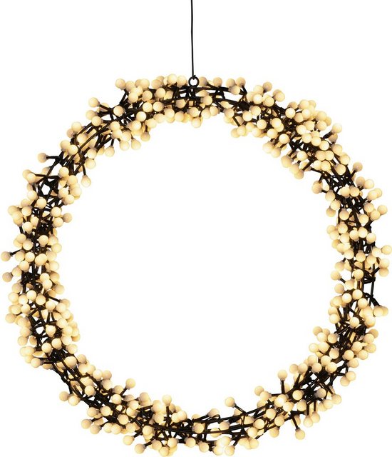 Bild von KONSTSMIDE LED Dekolicht LED Metallkranz, 600 warm weiße Dioden, inkl. Dimmer und Timer, Timerfunktion, LED fest integriert, Warmweiß, mit Dimmer und 8h Timer