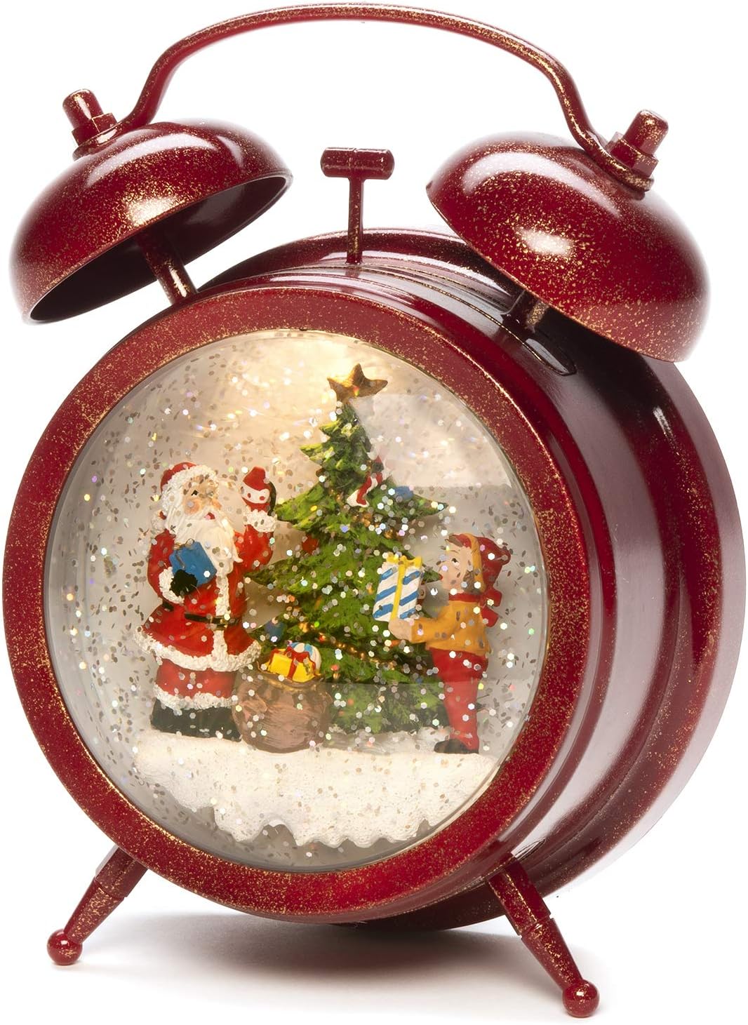 Bild von Konstsmide LED Wecker mit Weihnachtsmann und Kind, wassergefüllt, mit 5h Timer, mit 8 klassischen Weihnachtsliedern, 1 warm weiße Diode, batteriebetrieben, Innen - 4375-550