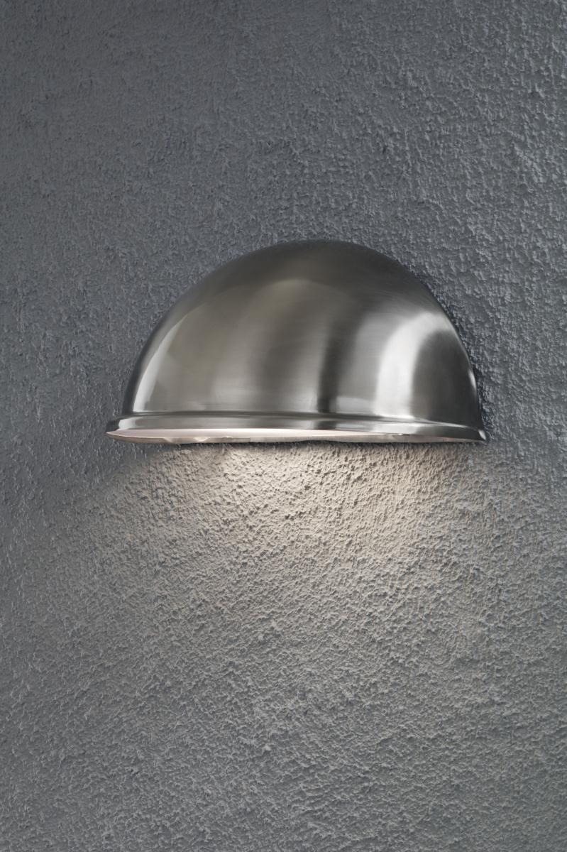 Bild von Moderne LED Wandleuchte Torino aus Edelstahl und Acrylglas in klar, 135 mm Höhe, E27 Fassung, IP23