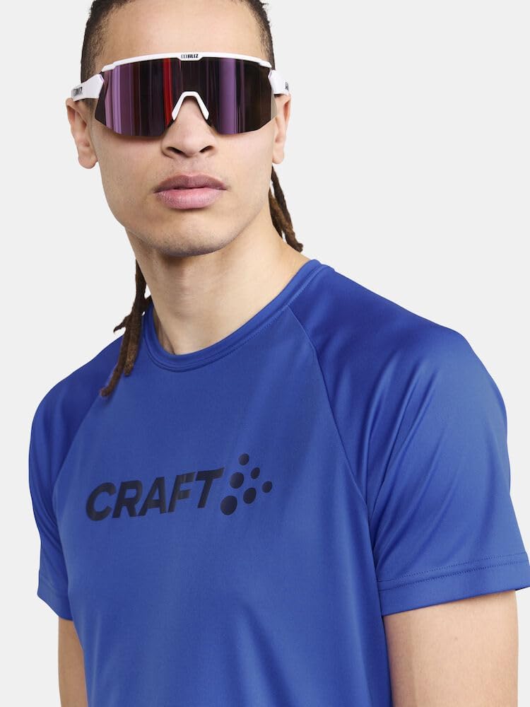 Bild von Craft CORE Essence Logo Tee | Sportshirt Herren L | N Light | Activewear für Herren aus recyceltem Polyester | Geschwungene Seitennähte | Quick Dry Tshirt Herren | Funktionsshirt Herren