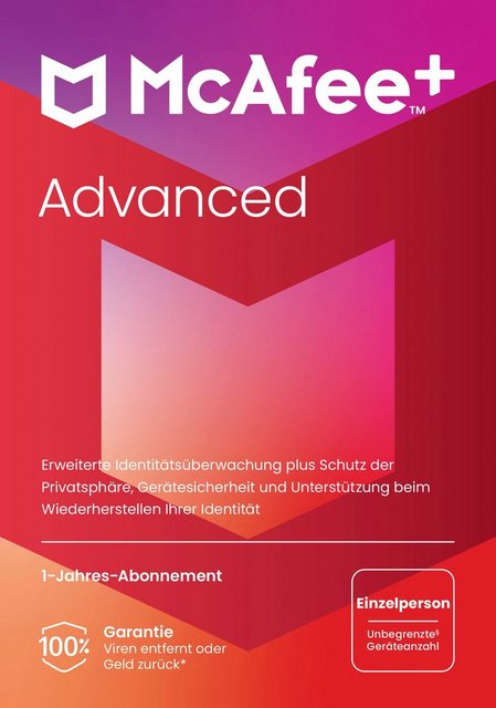 Bild von McAfee Advanced - Individual Jahreslizenz, 1 Lizenz Windows, Mac, Android, iOS Antivirus