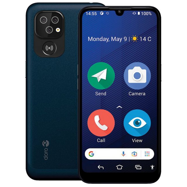 Bild von Doro 8200 Plus Senioren-Smartphone IP54, mit Ladestation, mit NFC, SOS Taste, SOS-Funktion Dunkelbla