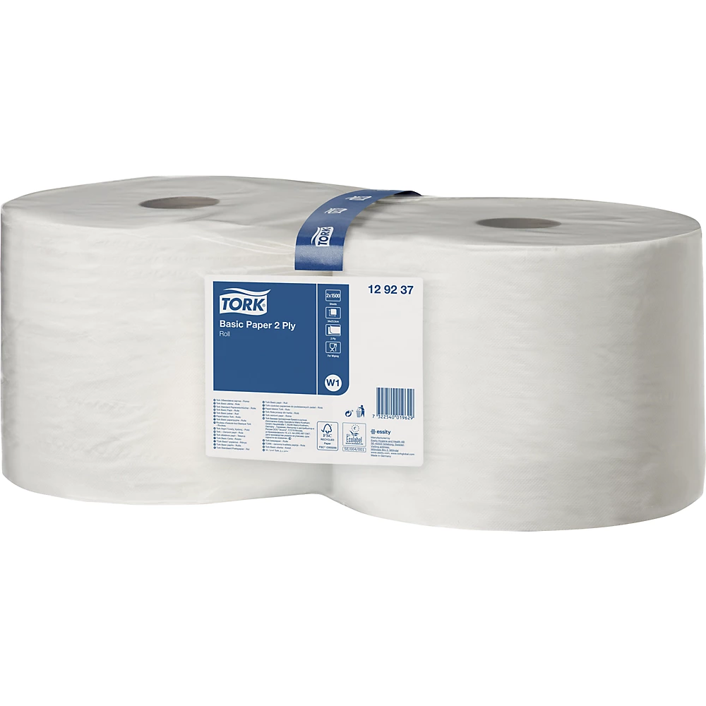 Bild von TORK Papierhandtuch 2 Rollen Papierwischtücher Universal 320 W1 BASIC 2-lagig weiß, Perforiert