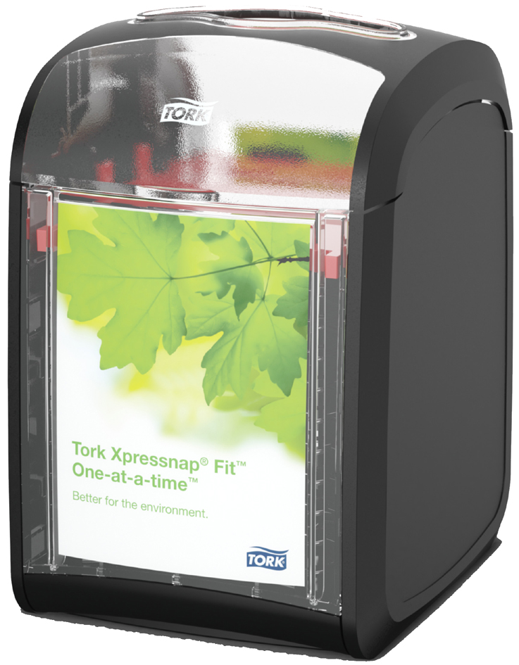 Bild von Tork Xpressnap Fit Tisch Serviettenspender – 272900 – N14 Spender für Restaurants – sparsame Einzelblattentnahme, schwarz