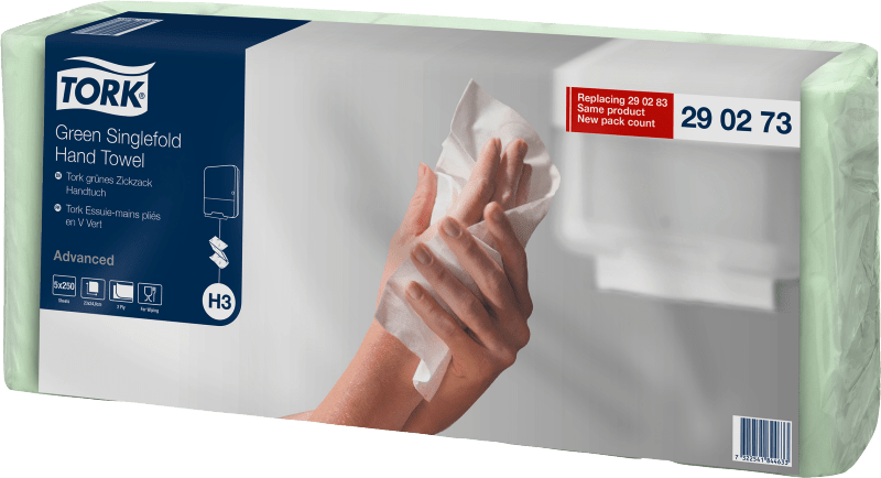 Bild von TORK Papierhandtuch Advanced C & C H3, 2-lagig, 24,8 cm x 23 cm, Z-Falzung, Recyclingfaser, 3750 Blatt