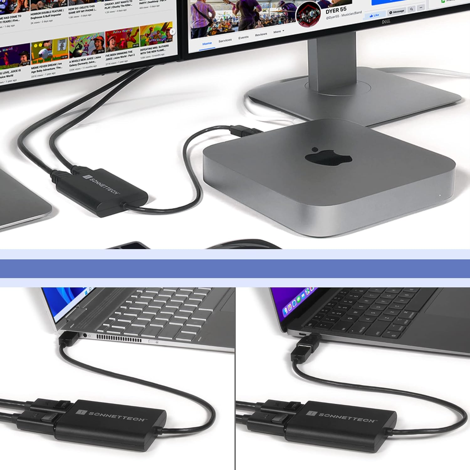 Bild von Sonnet USB3-DDP4K Videokabel-Adapter USB Typ-A 2 x DisplayPort Schwarz (USB3-DDP4K)