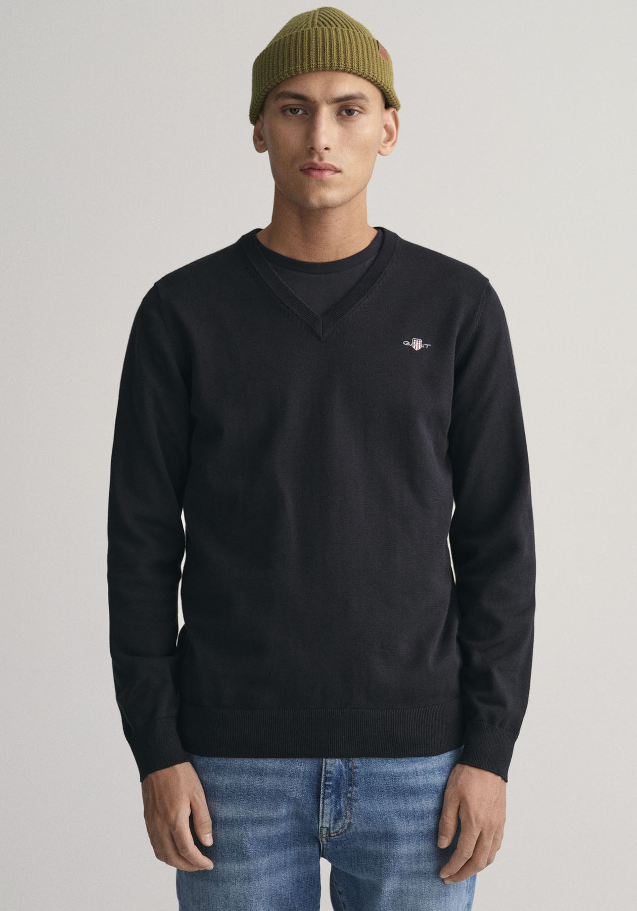 Bild von Gant V-Ausschnitt-Pullover »Classic Cotton V-Neck«, Premium Strickjersey aus weicher 100% Baumwolle, Übergangspullover