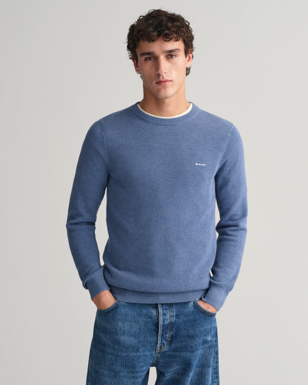 Bild von Gant Rundhalspullover »COTTON PIQUE C-NECK«, mit Logostickerei auf der Brust