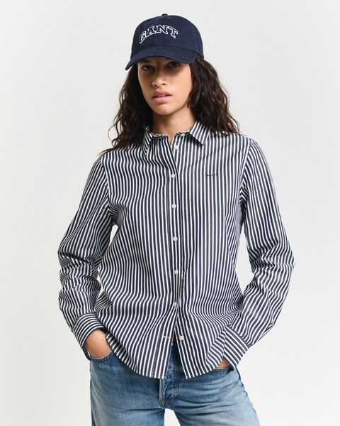 Bild von Gant Hemdbluse »REG POPLIN STRIPED SHIRT«, mit einer kleinen Logostickerei auf der Brust
