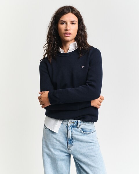 Bild von Gant Rundhalspullover »CLASSIC COTTON C-NECK«, mit Zopfstrickmuster