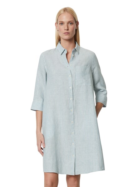 Bild von Marc O'Polo Hemdblusenkleid, fein gestreift, entspannter A-Shape, Seitennaht-Schlitze