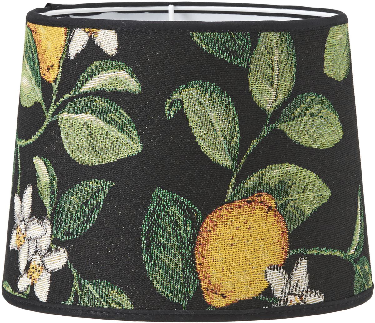 Bild von PR Home Sofia Printed Lampenschirm schwarz Motiv Zitrone aus Jacquardgewebe rund mit E27 Haltering unten 20x20x15,5cm