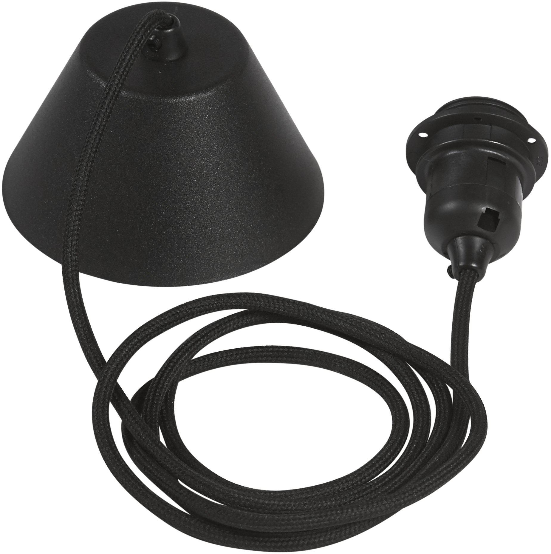 Bild von Pendelaufhang E27 mit Textilkabel schwarz 210cm PR Home Baldachin schwarz