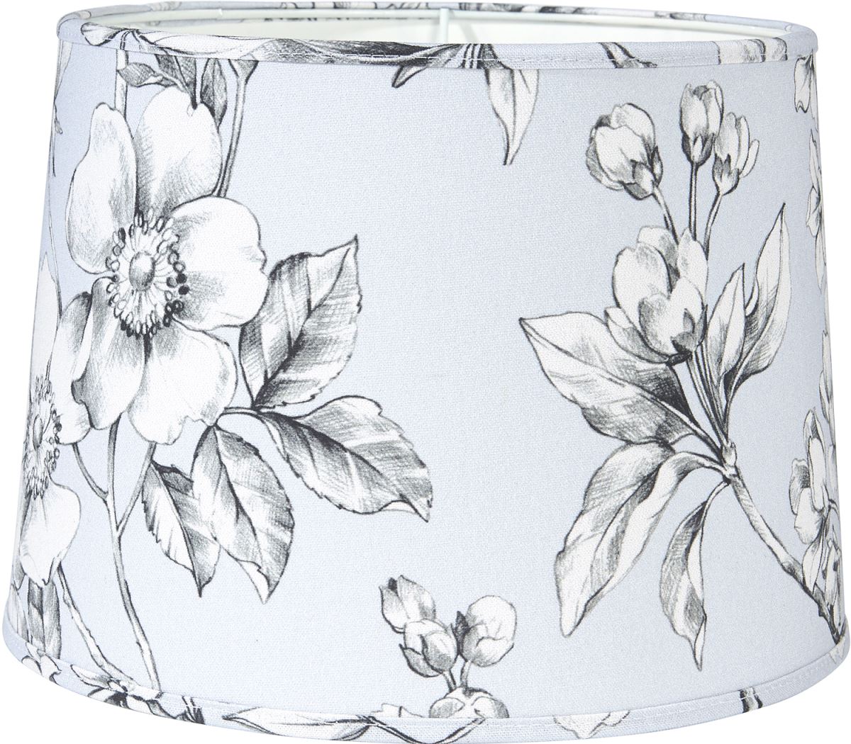 Bild von PR Home Sofia Printed Lampenschirm blau Blüten Motiv rund mit E27 Haltering unten 25x25x18cm