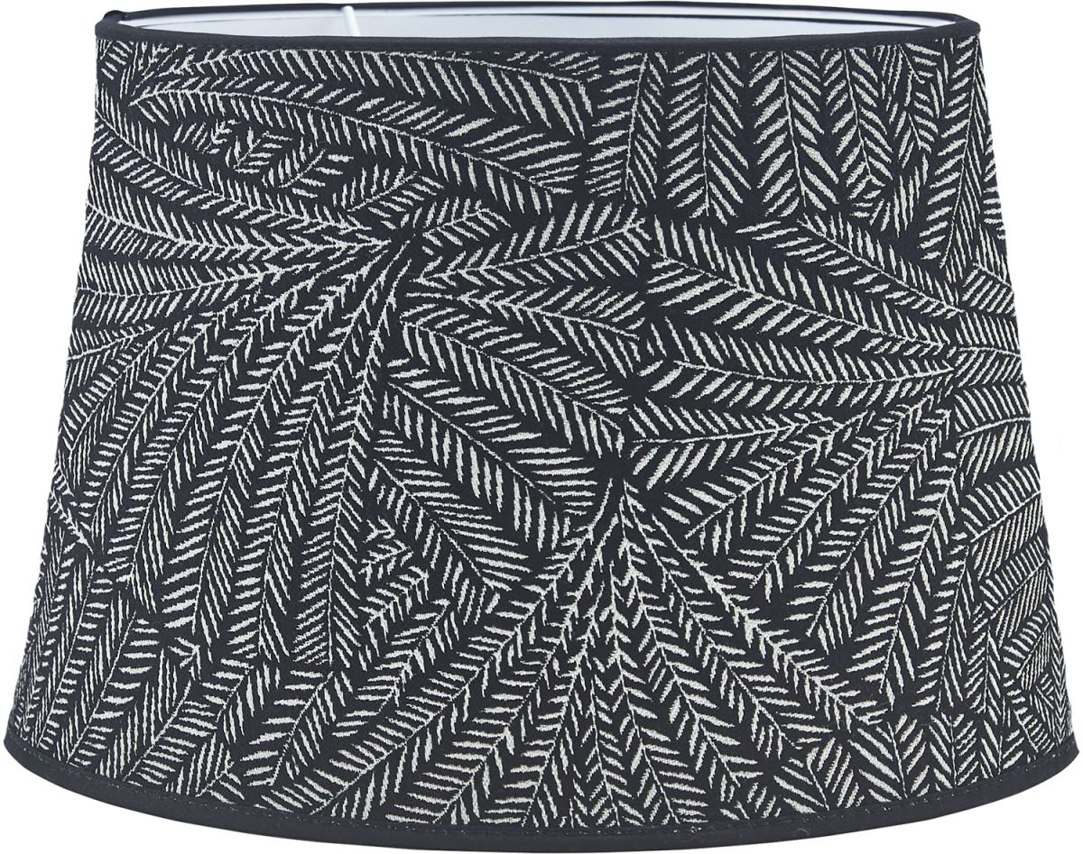 Bild von PR Home Omera Kyoto Lampenschirm schwarz Blatt Motiv aus Jacquardgewebe oval mit E27 Haltering unten 27x20x19cm