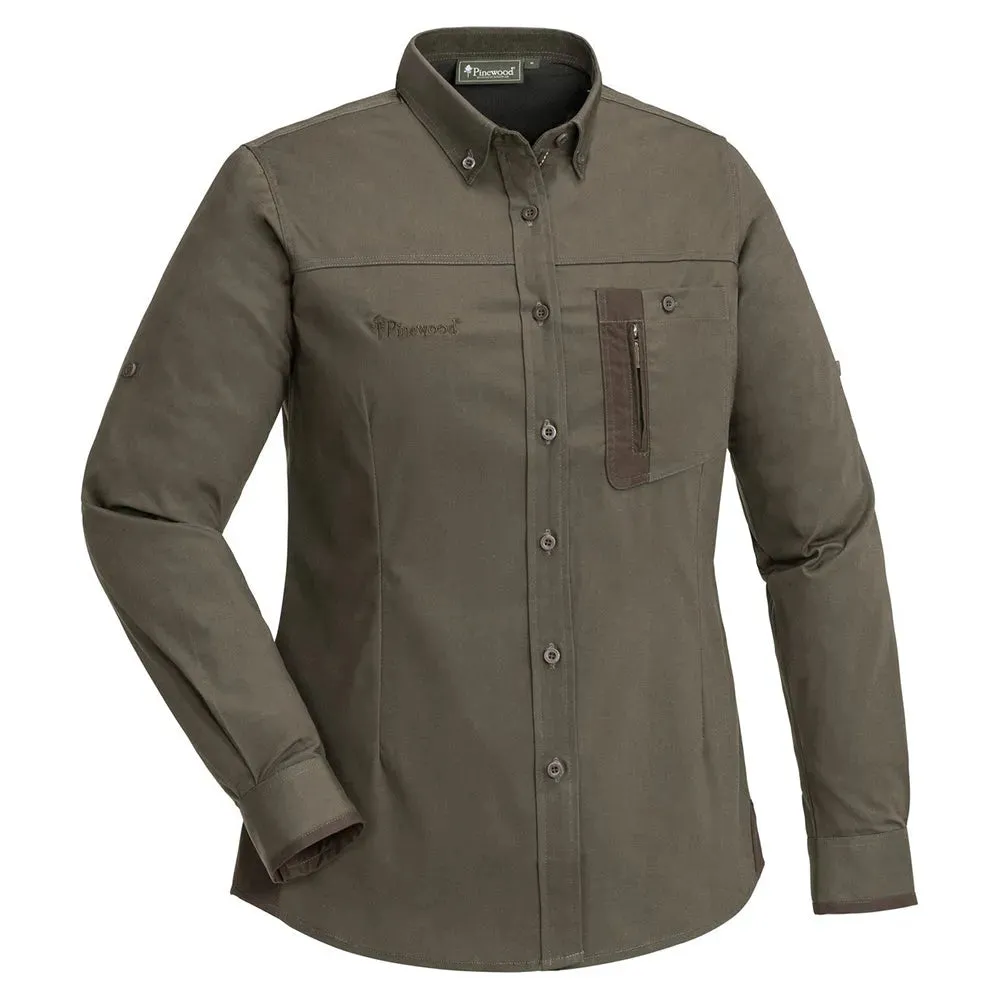 Bild von Pinewood Hemd Tiveden InsectStop olive suede brown Frauen