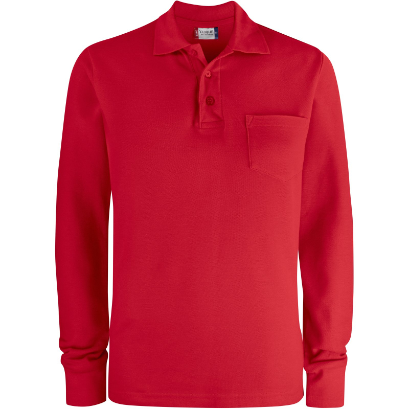 Bild von CLIQUE Basic Pocket langarm Poloshirt Herren 35 - rot XXL