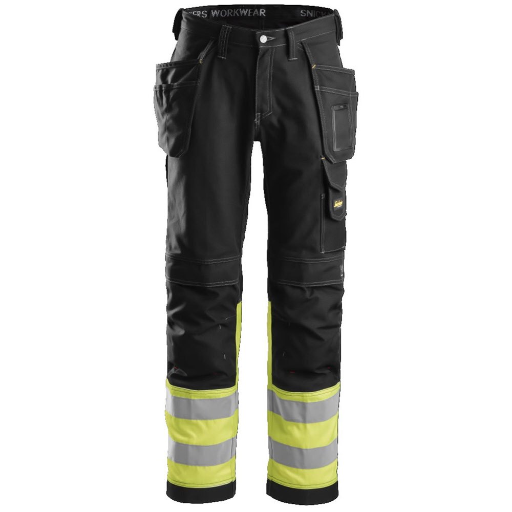 Bild von Snickers High-Vis-Arbeitshose aus Baumwolle mit Holstertaschen, Warnschutzklasse 1 58 schwarz-signalgelb
