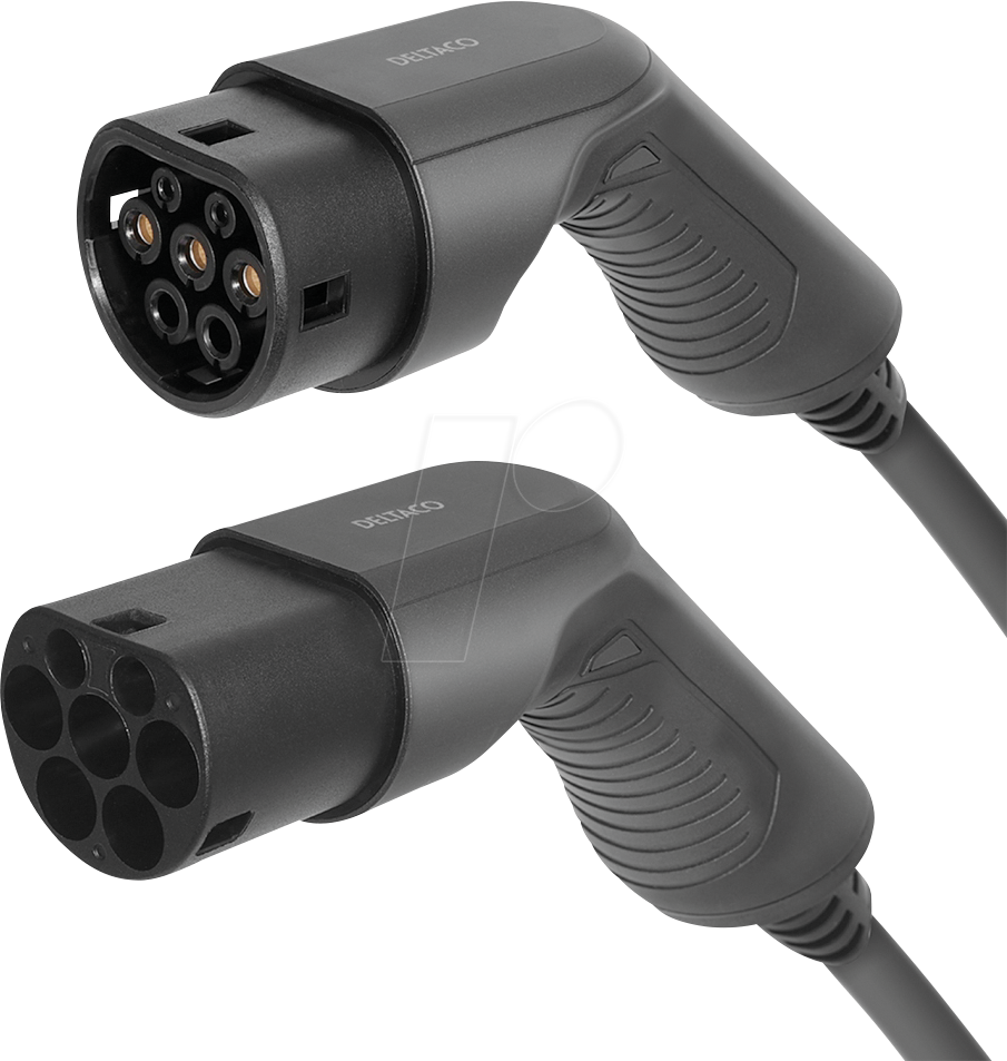 Bild von DELTACO Typ 2 EV-Ladekabel für E-Autos und Hybrid Fahrzeuge, Elektroauto Charger Mennekes Kabel, Kompatibel mit ID.3, ID.4, Zoe, E-Tron, Model S/3/X/Y, Leaf, 1-phasig, 32A | 7.6kW, 7 Meter