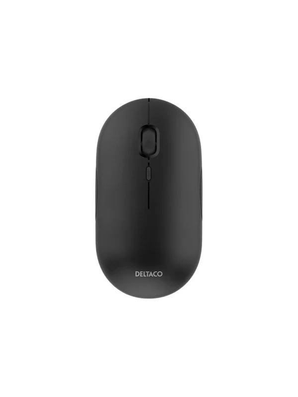 Bild von Deltaco Wireless flat silent mouse DELTACO 1600 DPI, USB receiver, 4 buttons, dark gray, Maus, Grau