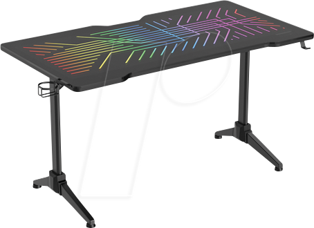 Bild von Deltaco Gaming RGB-LED Tisch m. Glas/Kabelmanag./Headsetha (GAM-150)
