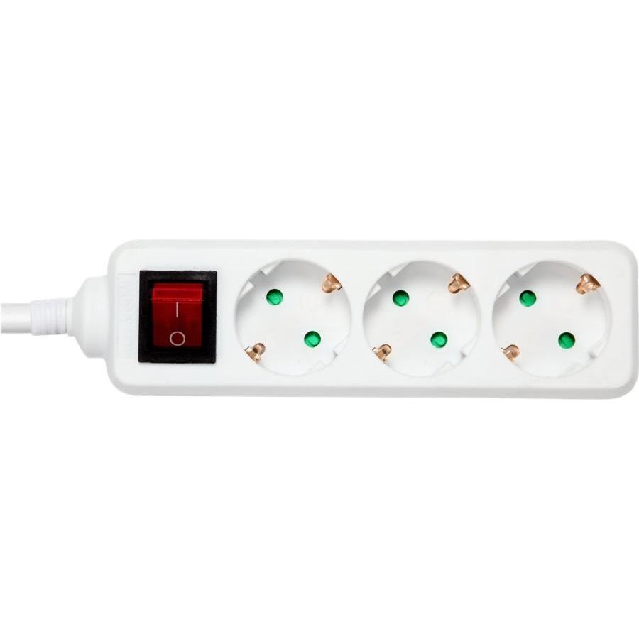 Bild von Deltaco, Steckdosenleiste, GT-0351 power extension 3 AC outlet(s) Indoor White (3 x, CEE 7/16, 3 m)