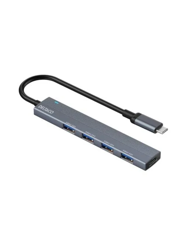 Bild von Deltaco USB-C Hub, 4 ports (USB-C, 4 Ports), Dockingstation + USB Hub