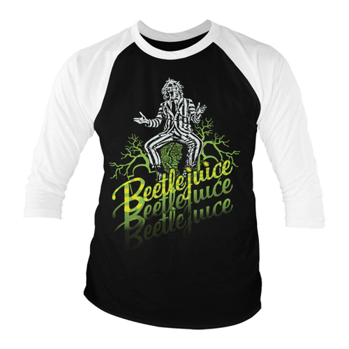 Bild von Beetlejuice T-Shirt – Offizielles Baseball-T-Shirt in Weiß-Schwarz