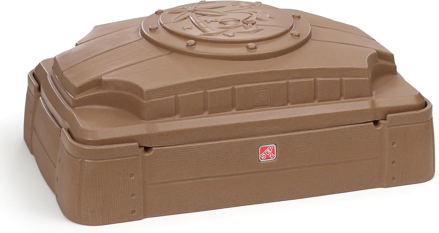 Bild von Step2 Play & Store Sandkasten mit Deckel und Sitzecken| Kunststoff Sand Kasten mit Abdeckung für Kinder