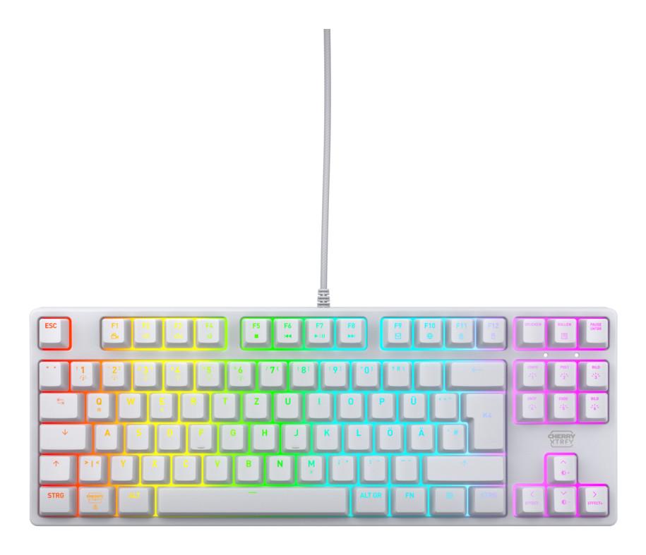 Bild von Cherry K4V2 RGB Tenkeyless White edition, cx-k4v2-rgb-tkl-wh-r-ger, Mechanical gaming keyboard, German, Kabelgebunden, USB, Me