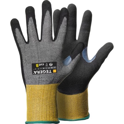 Bild von TEGERA Tegera Infinity Mehrweg Arbeitshandschuhe Karbon, CRF-Technologie, Nylon, Edelstahlgarn, Nitril-Schaum, PU (Polypropylen) auf Wasserbasis, HPPE Extra Large (XL) Gelb, Grau 6 Paar