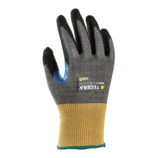 Bild von TEGERA Tegera Infinity Mehrweg Arbeitshandschuhe Karbon, CRF-Technologie, Nylon, Edelstahlgarn, Nitril-Schaum, PU (Polypropylen) auf Wasserbasis, HPPE Large (L) Gelb, Grau 6 Paar