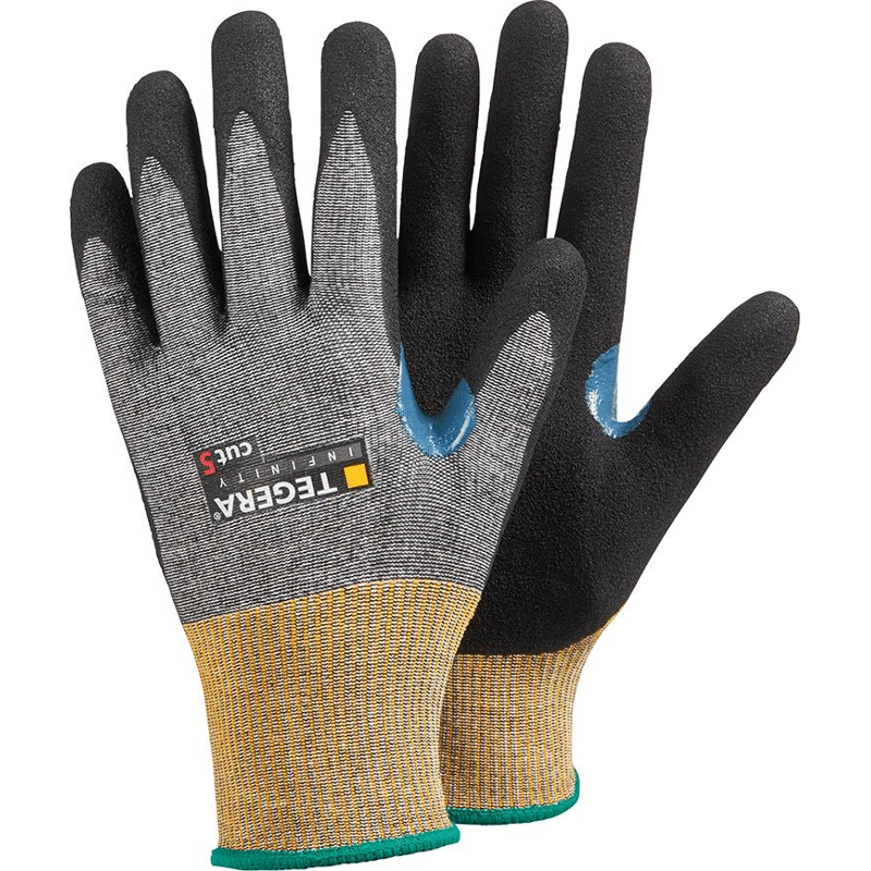 Bild von TEGERA Infinity Arbeitshandschuhe Nitrilschaum Ungepudert Extra Large (XL) Gelb, Grau 6 Paar