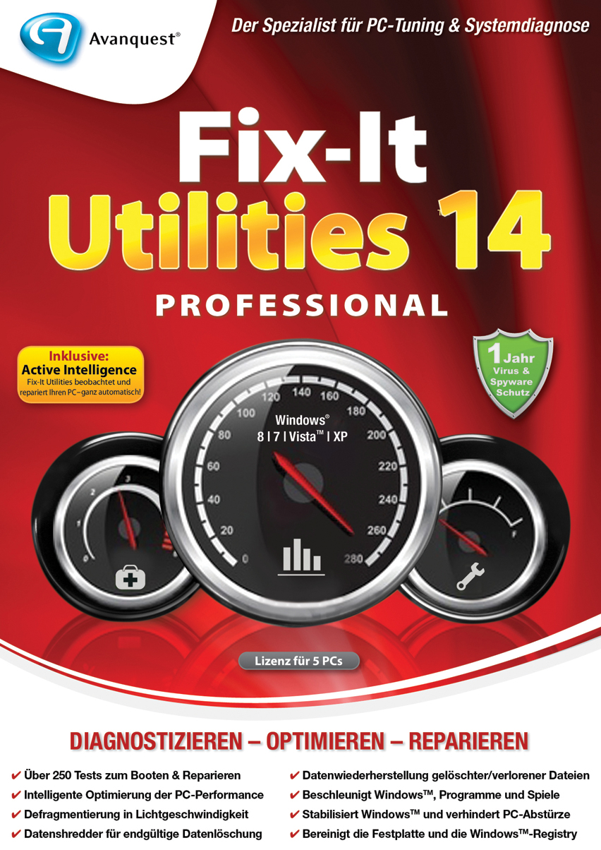 Bild von Fix It Utilities 14 Professional 5 PC - 1 Jahr