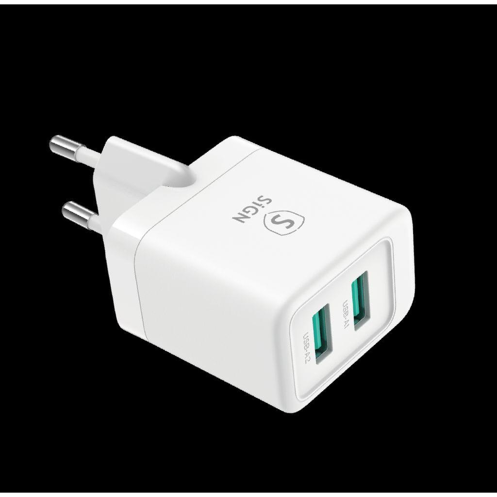 Bild von SIGN Mini Fast Charger Dual USB, 2.4A - White, USB Ladegerät, Weiss