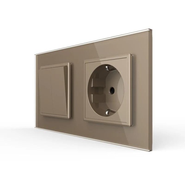 Bild von Serienwechselschalter Lichtschalter mit Steckdose VL-C7-K2S/C1EU-13 Gold LIVOLO